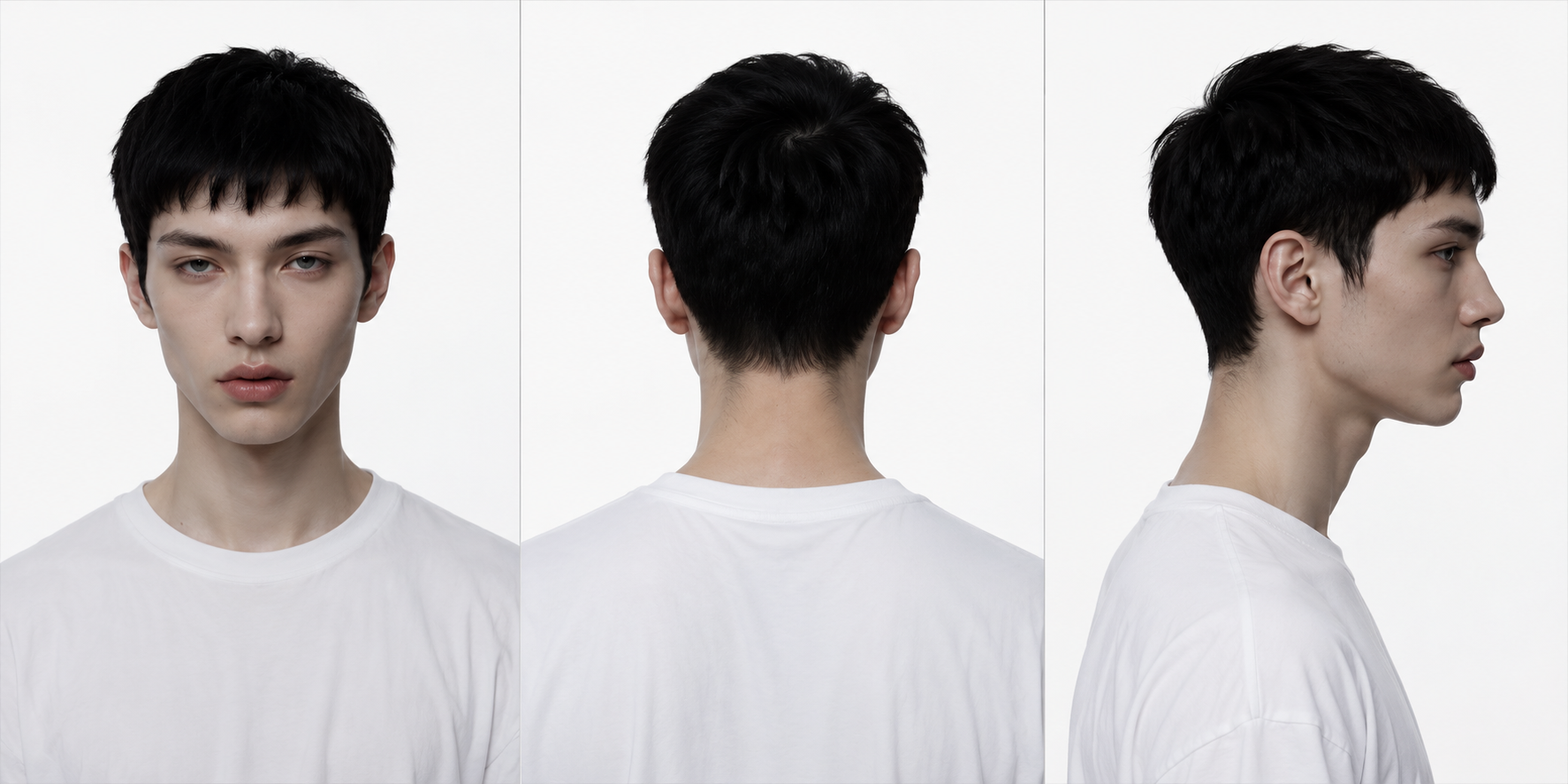 Digital twin sample — the same person shown from three angles